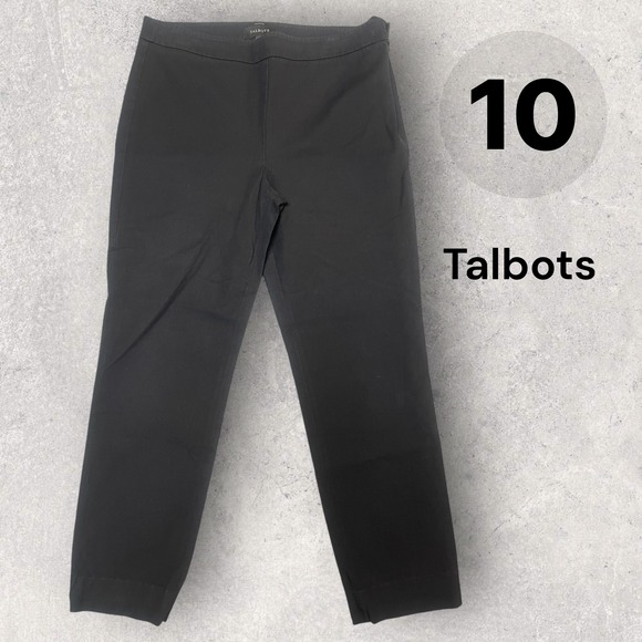 Talbots Pants - Talbots Chatham Ankle Pants Womens 10 Black Cotton Blend Side Zip Straight Leg